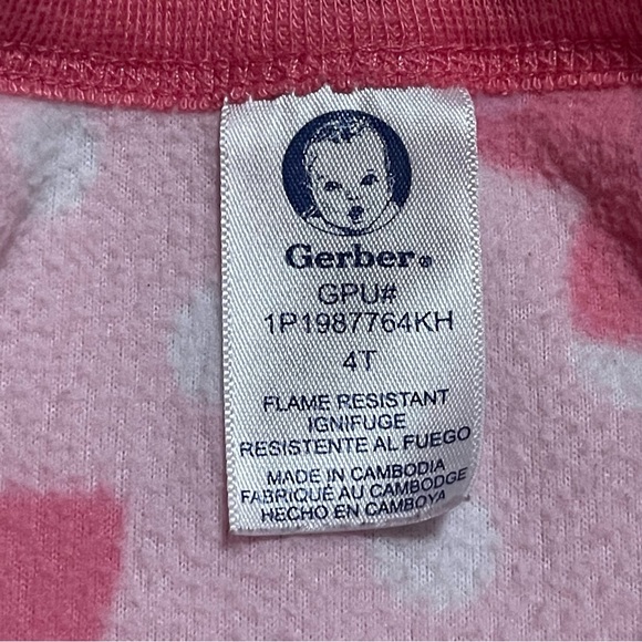 Gerber pink and white fleece footie pajamas size 4t - Picture 5 of 5